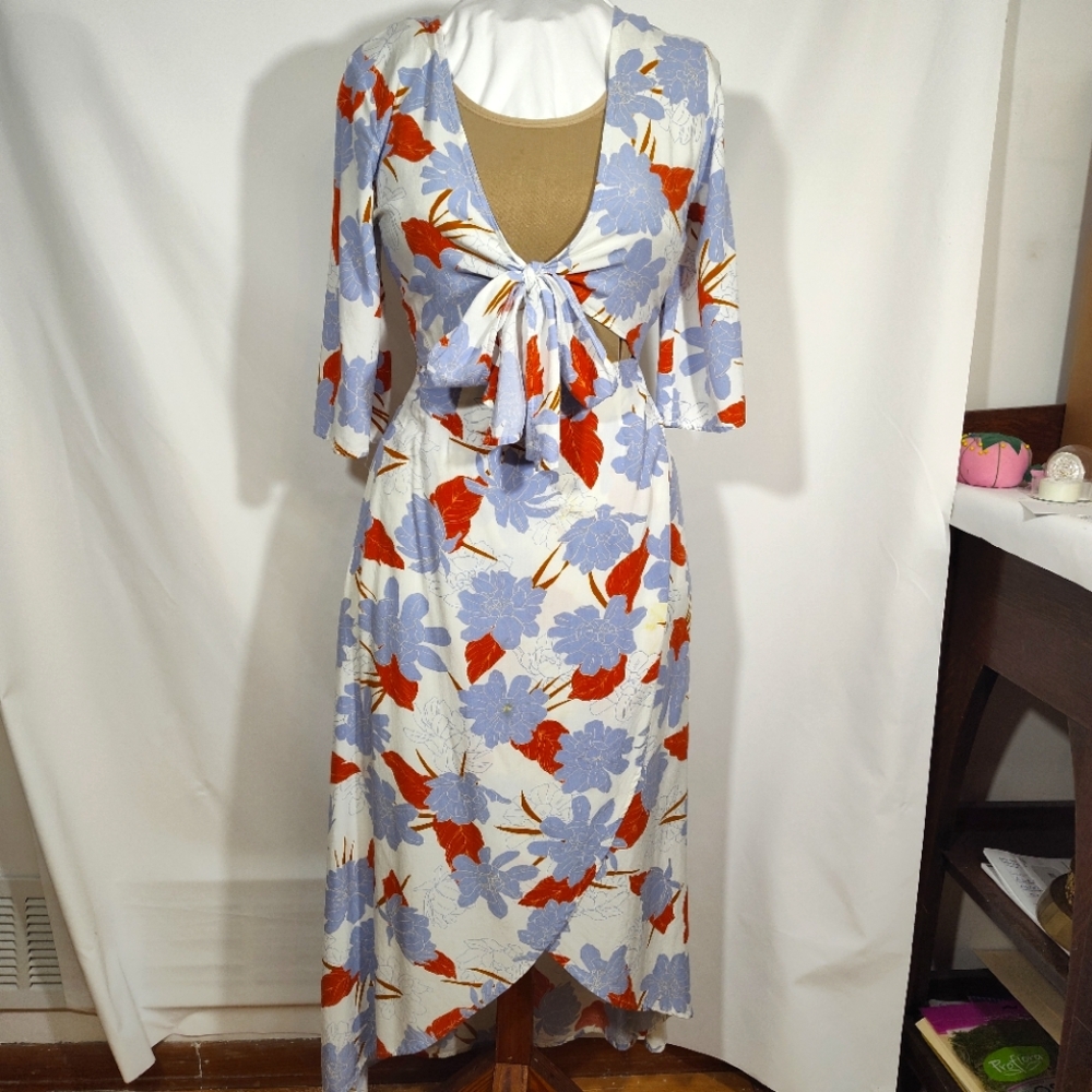 Anthropologie L Space Kellen Cover Up  Floral Midi Dress Size XS